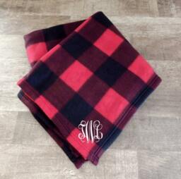 Monogrammed Fleece Blanket Personalized Plaid Throw, Cozy Home Decor - thumbnail 2