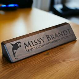 Personalized Wooden Desk Name Plates 10 Inch Solid Walnut Wood, Custom Engraved With The Text Of Your Choice Wooden Sign - thumbnail 2