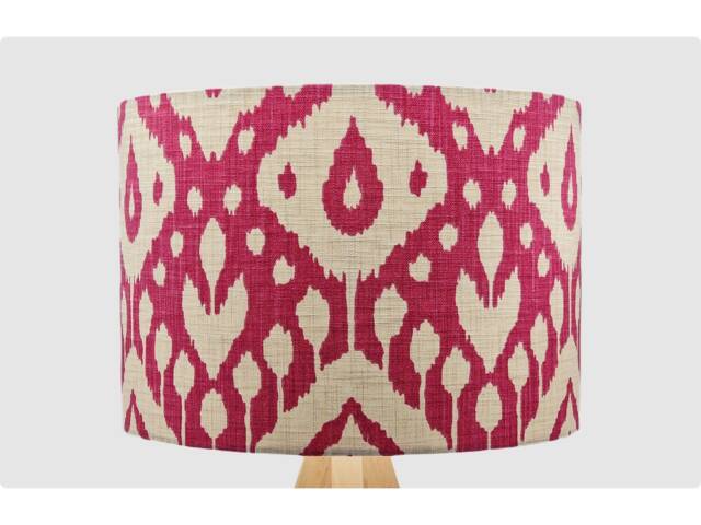 Ikat Modern Pink Lampshade, Table Floor Lamp/Ceiling Pendant, Small Medium Large, 15cm 20cm 25cm 30cm 35cm 40cm UK Fabric Drum Light Shade - image 1