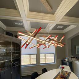 Modern Abstract Wood Chandelier - Wooden Light Fixture, Led Pendant Lighting, Resin Chandelier Light, Dining Room & Office Lighting - thumbnail 2
