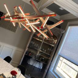 Modern Abstract Wood Chandelier - Wooden Light Fixture, Led Pendant Lighting, Resin Chandelier Light, Dining Room & Office Lighting - thumbnail 3