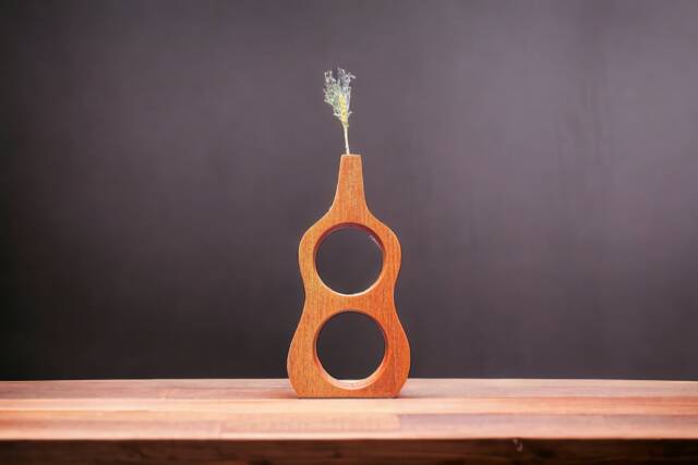 Guitar-Body Mahogany Vase - Mid-Century - image 1