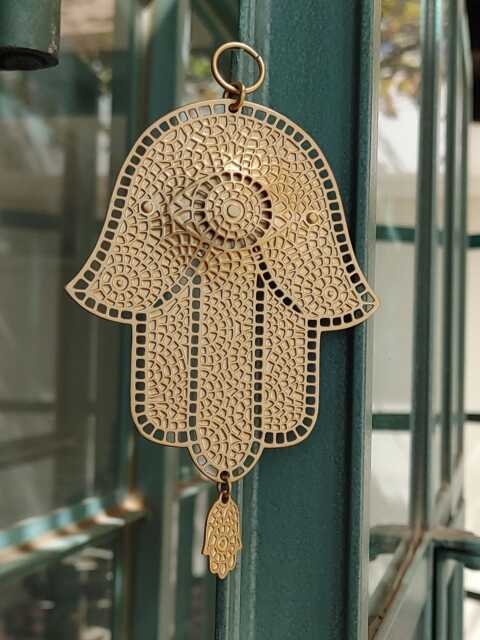 Mosaic Hamsa Wall Hanging - Handmade Jewish Art, Bat Mitzvah Gift - image 1