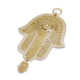 Mosaic Hamsa Wall Hanging - Handmade Jewish Art, Bat Mitzvah Gift - thumbnail 2