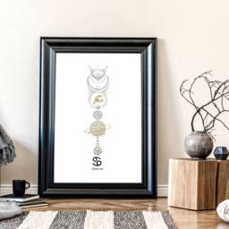 Cancer Zodiac Framed Wall Art Print For June & July Birthday Gift, Trendy Designer Horoscope Star Constellation Wall Hanging - thumbnail 1