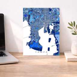 Tampa Map Print, Blue Geometric City Street Wall Art Poster - thumbnail 3