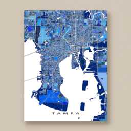 Tampa Map Print, Blue Geometric City Street Wall Art Poster - thumbnail 1