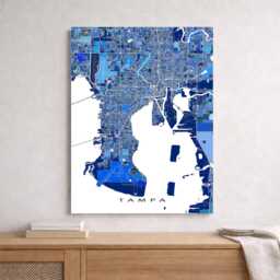 Tampa Map Print, Blue Geometric City Street Wall Art Poster - thumbnail 2