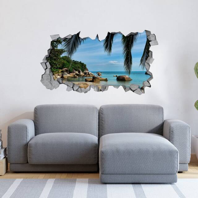 Broken Wall Sticker - Decal 3D Wallpaper Wall Decals Printed Art Sku Br3Dw - image 1