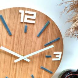 Wood Clock Large Wall Unique Oak Clocks Marco Gray White 100% Natural - thumbnail 2