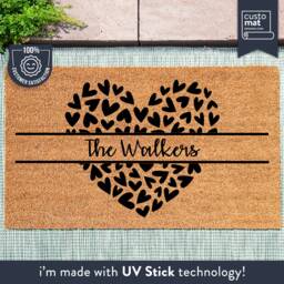 Personalized Heart Welcome Door Mat - Couples Name Doormat Custom Coir Home Decor Valentines Day Gift Idea - thumbnail 1