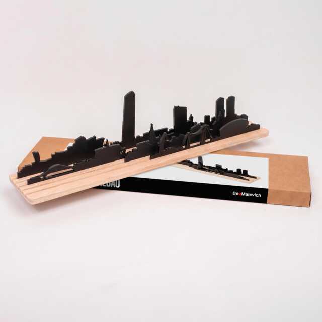 Bilbao Skyline Diorama 3D Acrylic & Elm Wood Cityscape - image 1
