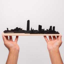Bilbao Skyline Diorama 3D Acrylic & Elm Wood Cityscape - thumbnail 4