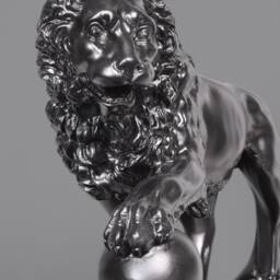Black Medici Lion Statues On Base - In Pair - Antique Handmade in Europe 35 cm/13.8 - thumbnail 4