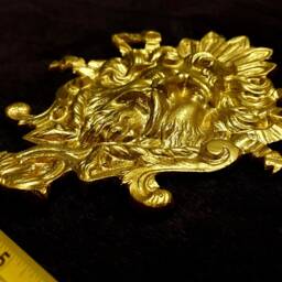 Large French Louis Xvi Style Decorative Wall Furniture Applique Male Face Onlay Plaque Moulding Pediment Gold Gilt Plastic Decoration - thumbnail 2
