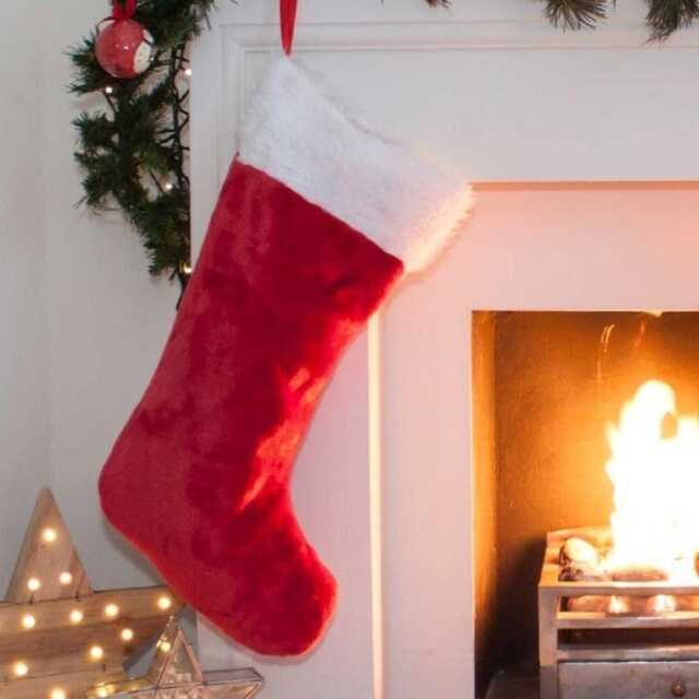 Extra Large Christmas Stocking, 70cm Red Santa Gift Sack, Fireplace Mantel Decor - image 1
