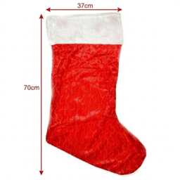 Extra Large Christmas Stocking, 70cm Red Santa Gift Sack, Fireplace Mantel Decor - thumbnail 2