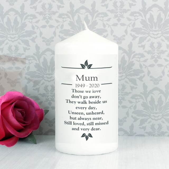 Mum Personalised Memorial Candle Funeral Poem Verse Remembrance Keepsake - image 1