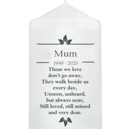 Mum Personalised Memorial Candle Funeral Poem Verse Remembrance Keepsake - thumbnail 2