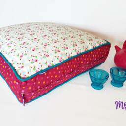 Large Floor Pillow, Floral Polka Dot Square Box Large Flower Power, Dot, Cushion - thumbnail 2