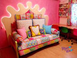 Large Floor Pillow, Floral Polka Dot Square Box Large Flower Power, Dot, Cushion - thumbnail 1