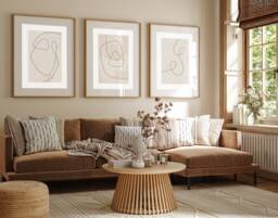 Acrylic Paint Abstract Art Prints, Beige Cream Grey, Neutral Decor, Natural Block Colour Brush Strokes, Set Of 3, Fast Delivery - thumbnail 1