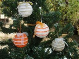 Christmas Decoration, 4 Crochet Balls Ornaments, Handmade Shatterproof Balls, Ooak Ornaments - thumbnail 1