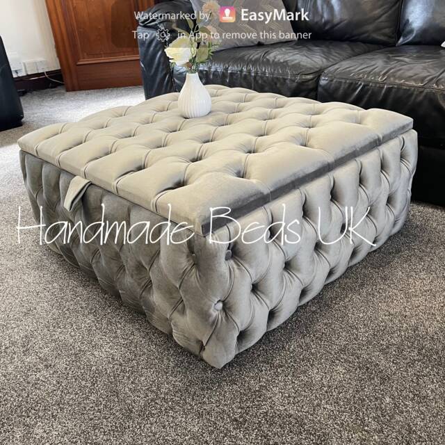 Handmade Chesterfield Coffee Table , Storage Box Storage Ottoman Puffy With Storgae - image 1