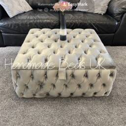 Handmade Chesterfield Coffee Table , Storage Box Storage Ottoman Puffy With Storgae - thumbnail 2