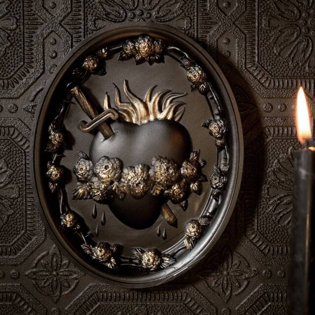 Sacred Heart Plaque - Peony Edition - Gothic Wall Gallery Home Decor By The Blackened Teeth - image 1