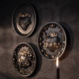 Sacred Heart Plaque - Peony Edition - Gothic Wall Gallery Home Decor By The Blackened Teeth - thumbnail 2