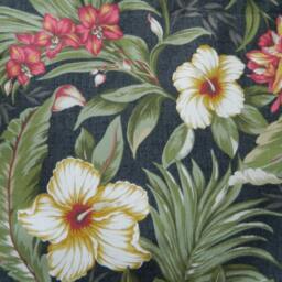 Waverly Tropical Floral Pattern Window Valance /Corded, Lined Valance/ Rod Pocket Scalloped - thumbnail 2