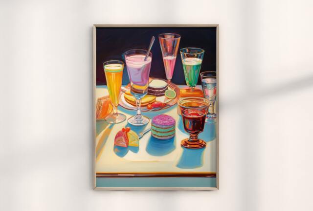 Wayne Thiebaud Cocktail Party Art Print, Pop Scene Poster, Mid-Century Wall Decor, Museum Quality Reproduction Print - image 1