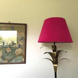 Cerise Pink Velvet Empire Lampshade, Coolie Ceiling Light Shade - thumbnail 2