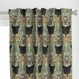 Woodland Curtain Panel - Wild Animals Mountain Forest Nursery Bear Nature Feather Custom Totem By Michaelzindell - thumbnail 1