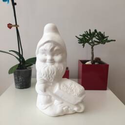 Ceramic Gnome Sculpture - Ready To Paint Outdoor Statues & Garden Decorations, Perfect Dwarfs For Your Yard - thumbnail 2