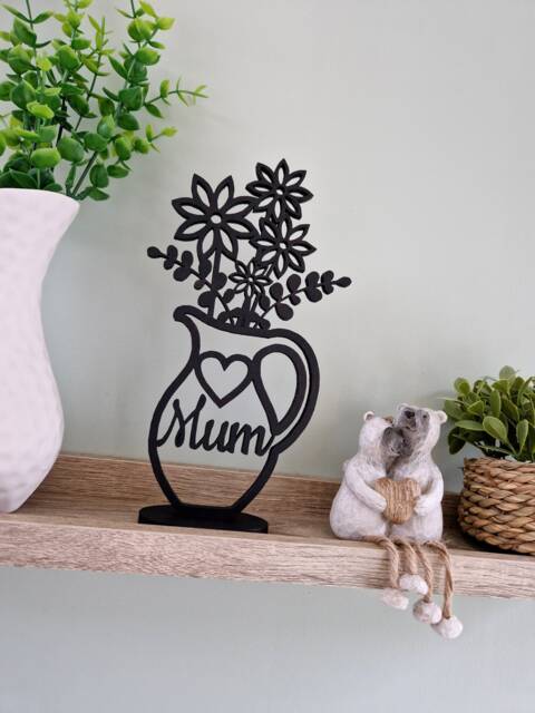 Mum Wildflower Vase Silhouette, Minimalist Home Decor, Mothers Day Gift - image 1