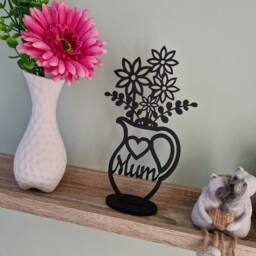 Mum Wildflower Vase Silhouette, Minimalist Home Decor, Mothers Day Gift - thumbnail 3