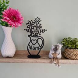 Mum Wildflower Vase Silhouette, Minimalist Home Decor, Mothers Day Gift - thumbnail 2