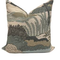 Thibaut Daintree Aqua Greenwood Collection Cushion Cover Pillow Double Sided - thumbnail 2