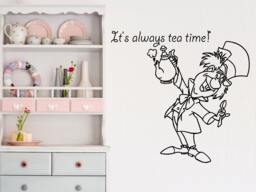 It's Always Tea Time Wall Quote Decals Alice in Wonderland Art Sticker Nursery Mad Hatter Vinyl Baby Room Decor Ms525 - thumbnail 1