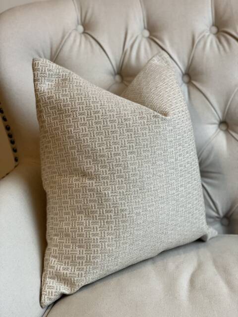 Luxury Beige Taupe Shimmer Geometric High Quality Modern Handmade Cushion Cover Sham - image 1