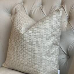 Luxury Beige Taupe Shimmer Geometric High Quality Modern Handmade Cushion Cover Sham - thumbnail 2