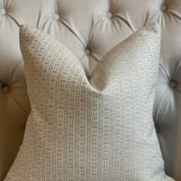 Luxury Beige Taupe Shimmer Geometric High Quality Modern Handmade Cushion Cover Sham - thumbnail 3