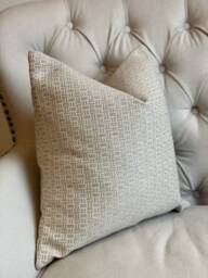 Luxury Beige Taupe Shimmer Geometric High Quality Modern Handmade Cushion Cover Sham - thumbnail 1
