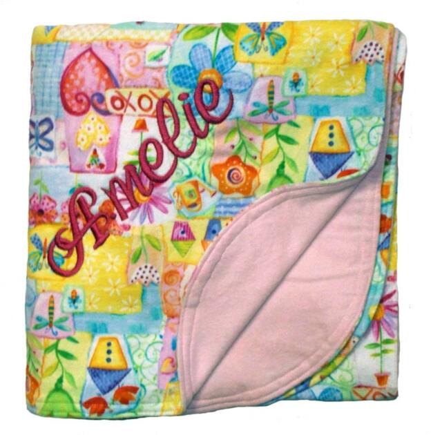 Handmade Flannel Blanket Custom Embroidered For Girls - Hugs & Kisses Teen Tween - image 1