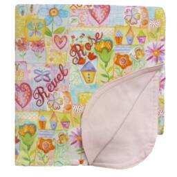 Handmade Flannel Blanket Custom Embroidered For Girls - Hugs & Kisses Teen Tween - thumbnail 2