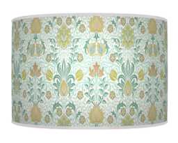 Floral Light Shade - Morris Inspired Lampshade in Green & Blue Boho Style Drum Handmade Lamp - thumbnail 1