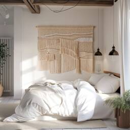 Modern Macrame Wall Hanging For Bedroom, Tapestry Headboard Decoration, Wide Hanging, Natural Fiber Art Decoration - thumbnail 1
