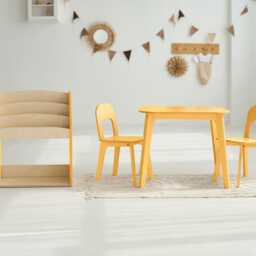 Plywood Kids Bookshelf, Table, & 2 Chairs Set, Montessori Playroom Furniture - thumbnail 4